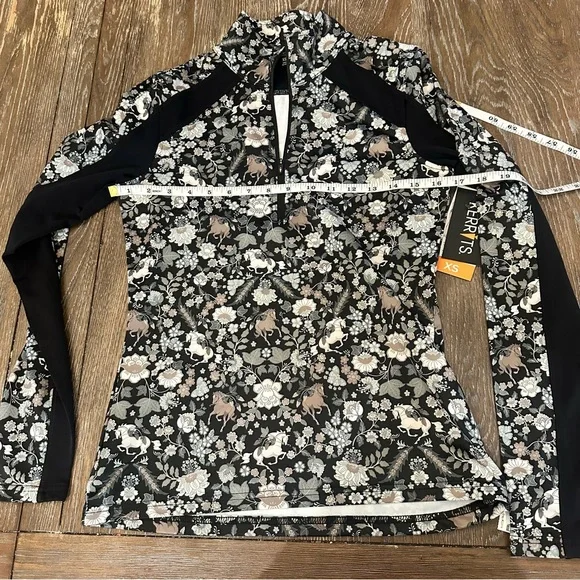 Kerrits Black and Gray Floral Long Sleeve Top - Picture 3 of 14